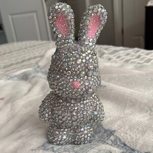Crystal Bunny Figurine - Silver and Pink